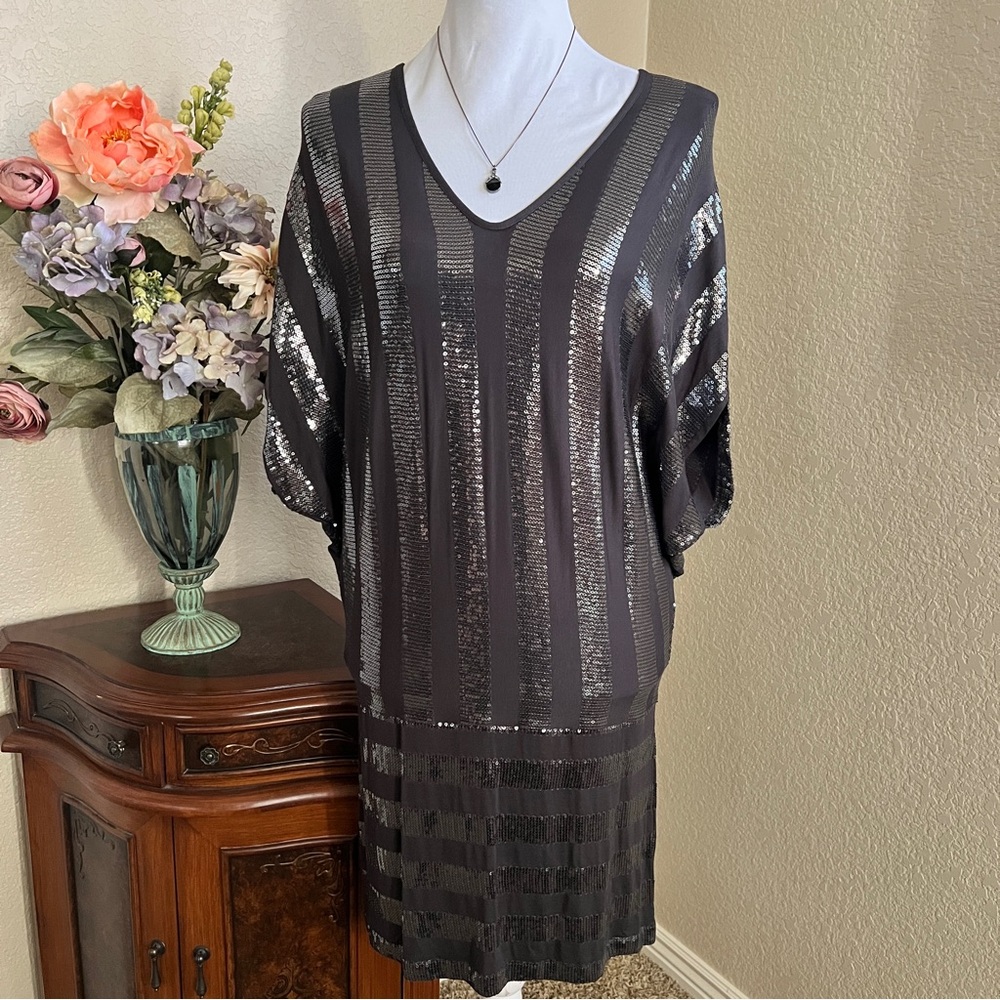 La Cite Drop Shoulder Sequined Tunic Top